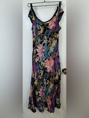 Nostalgia Black Maxi Dress with Pink, Purple & Teal Floral Print